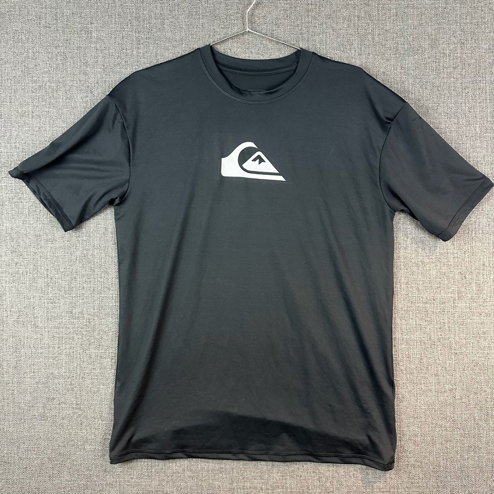 Quiksilver Mens T-Shirt Crew Neck Short Sleeve Black Logo Surf‎ Skate Small